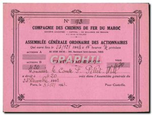 Invitation cards General Assembly of the Company of Morocco Pillet 1943 Railways