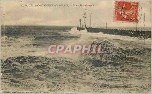 Old Postcard Boulogne sur Mer Choppy Sea Lighthouse