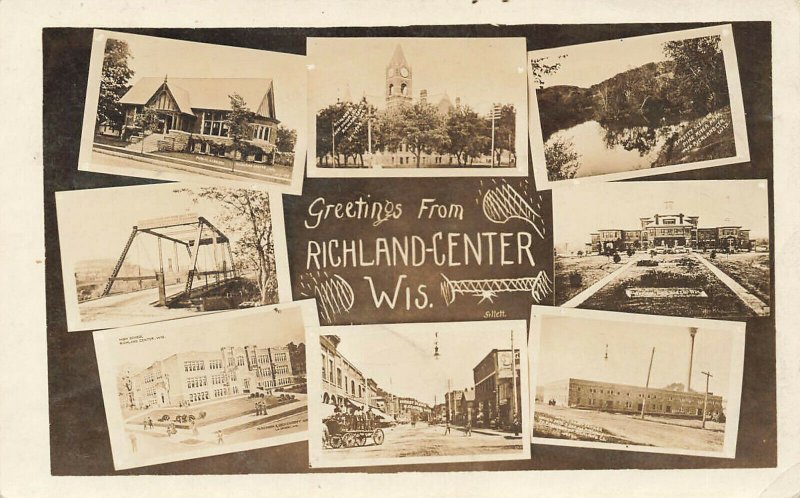 Richland-Center WI 8 Multi-Views Real Photo Postcard