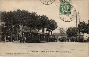 CPA AK MELUN Place de la Gare tram du Barbizon TRAM VAPEUR (977574)