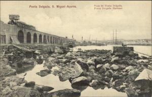 Ponta Delgada S. Miguel Azores Harbor c1910 Postcard