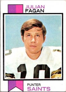 1973 Topps Football Card Julian Fagan New Orleans Saints sk2469