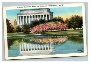 Vintage 1930's Postcard Lincoln Memorial Cherry Blossoms Washington DC