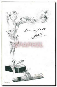Old Postcard Fantasy Illustrator Women Smoking Cigarette