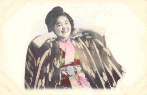 Japanese Woman in Kimono Japan 1910c postcard