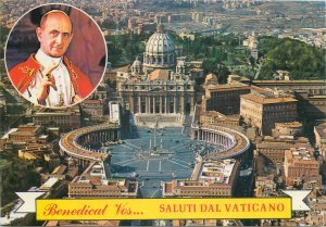 Postcard Europe Vatican aerial view Plaza San Pietro