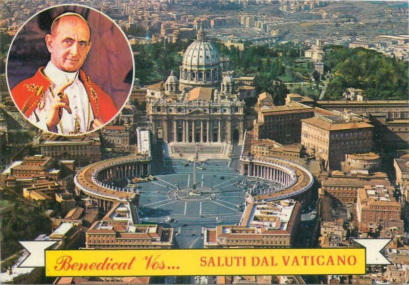 Postcard Europe Vatican aerial view Plaza San Pietro