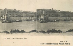 Postcard Italy ROME stereographic image Port ancient aux Tibre