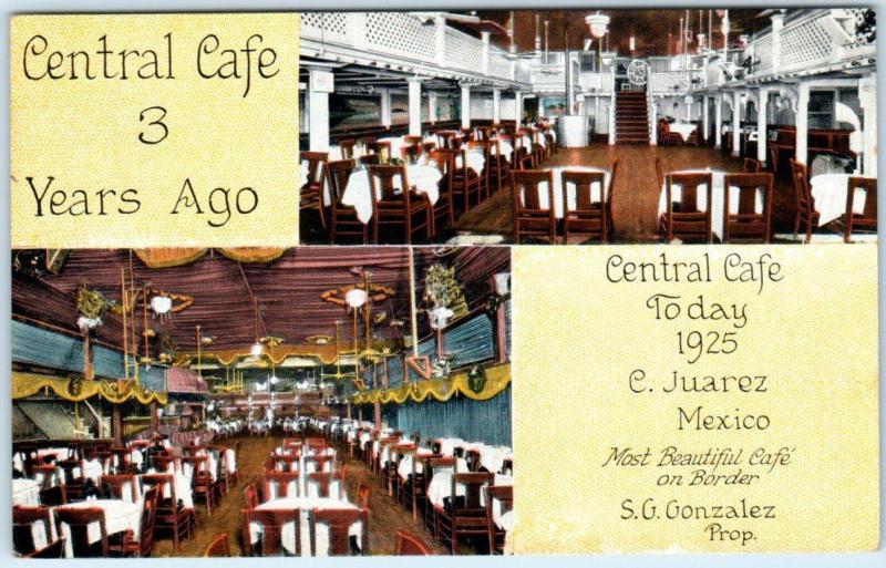 JUAREZ, MEXICO   Split View  GRAND CAFE 1922 and 1925   Interior  Postcard