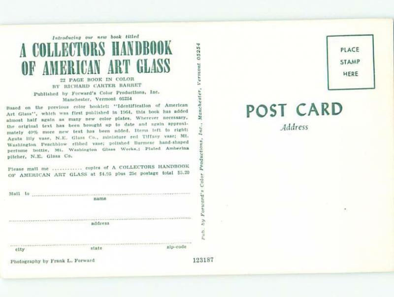Pre-1980 This Is A Postcard BOOK ABOUT AMERICAN ART GLASS postcard ad AC7427@