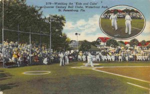 Three Quarter Century Ball Clubs Baseball Field St Petersburg FL linen postcard