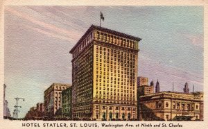 USA Missouri St. Louis Hotel Statler Vintage Postcard C354