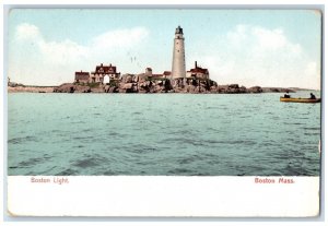 Boston Massachusetts MA Postcard Boston Light Lighthouse View Boating 1907