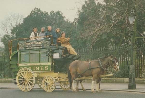 Thomas Tilling Knifeboard Omnibus Peckham Car Old  Coach 1875 London Postcard