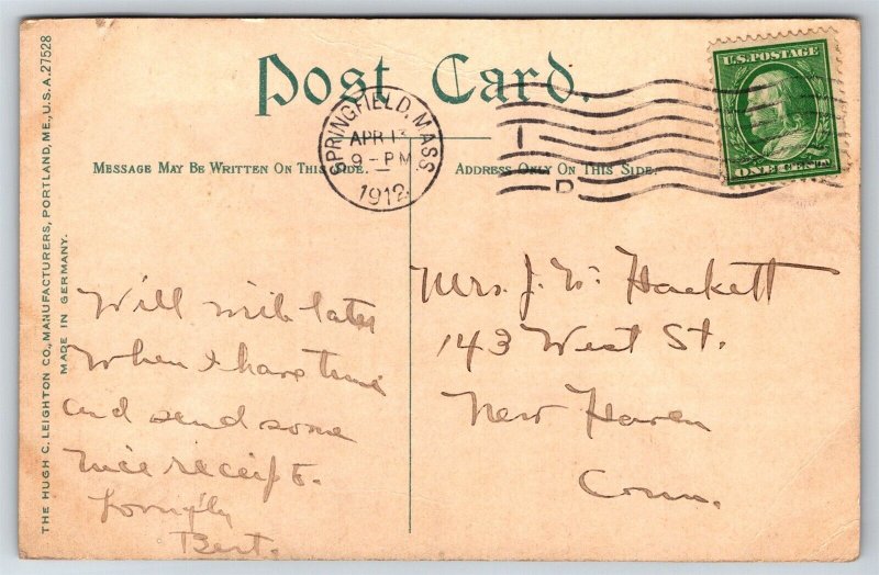 Technical High School Springfield MA C1912 DB Postcard AB6