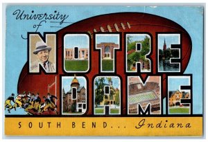 South Bend Indiana IN Postcard University Notre Dame Large Letters 1947 Vintage