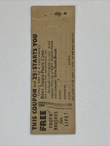 Vtg MATCHBOOK COVER Bost Toothpaste, Advertising Indianapolis, Ohio
