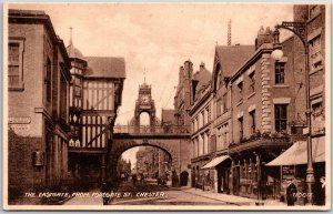 Eastgate from Foregate St. Chester England Street View Arch Buildings Postcard