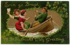 St. Patrick's Day Greetings PC, Celebrating in  rowboat