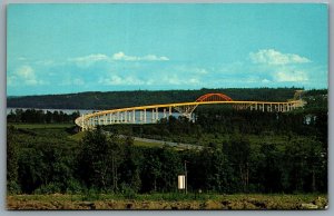 Postcard Coquitlam BC c1960s Port Mann Bridge Crossing Fraser River Scenic View