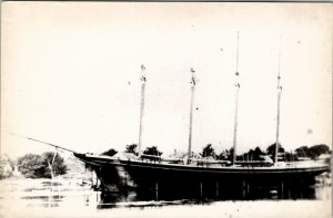 Maine Kennebunkport Four Masted Schooner ME Kodak Paper Photo Postcard W2