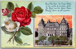 Albany New York 1908 Postcard State Capitol And NY State Flower The Rose