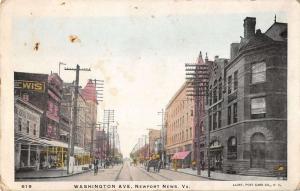 Newport News Virginia horses buggies Washington Ave antique pc Y13269