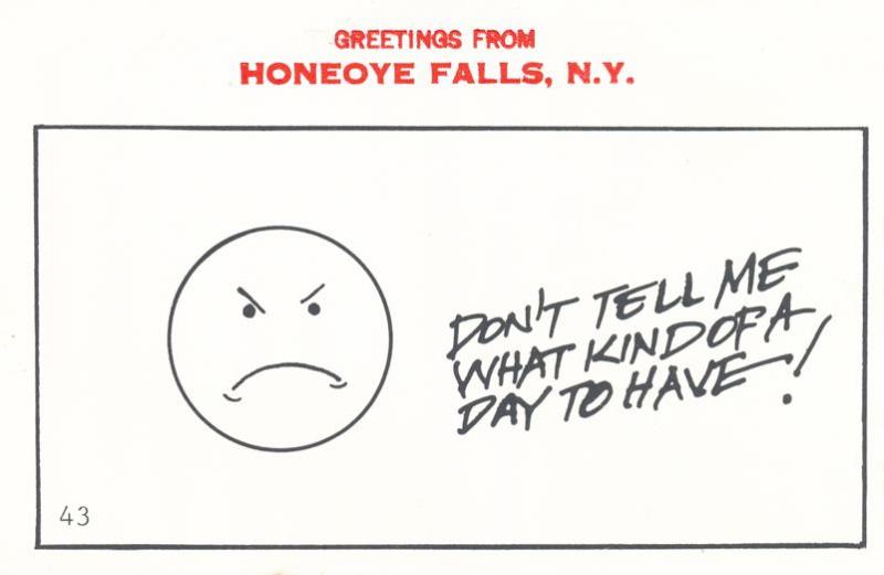 Greetings from Honeoye Falls NY, New York - Having Bad Day - Village Print Humor