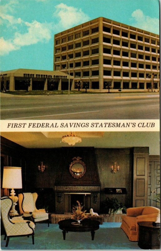 First Federal Savings Statemans Club Dual View Tucson Arizona AZ Postcard UNP 