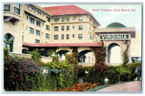 c1910's Hotel Virginia Exterior Long Beach California CA Posted Trees Postcard