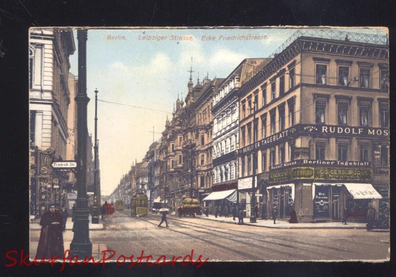 BERLIN GERMANY LEIPZIGER STRASSE RUDOLF HOS DOWNTOWN STREET VINGAGE POSTCARD