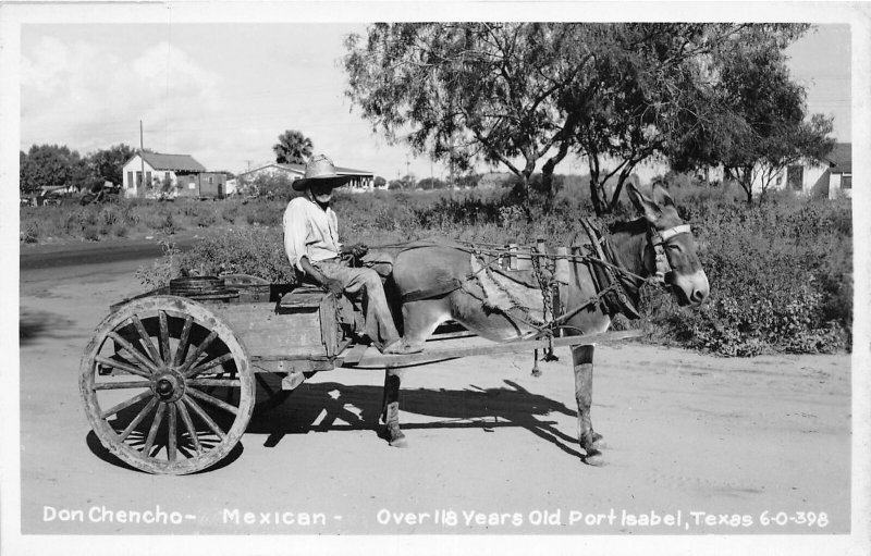 J32/ Port Isabel Texas RPPC Postcard c40s Chencho Mexican 118 Years Old 228