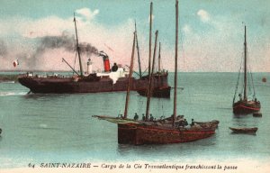 Vintage Postcard 1910's St. Nazaire Cargo de la Cie Transatlantique Franchissant