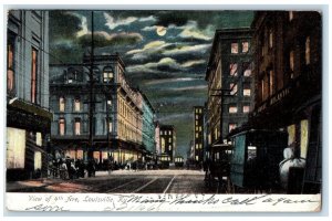 1906 View Of 4th Avenue At Night Trolley Building Louisville Kentucky Postcard