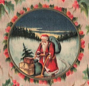 c1910 Christmas Santa Claus Snow Sled Sack Embossed Germany P113 