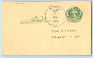 DPO Mildred Montana MT Postcard Barrial P O Discounted Williston ND 1942 Vintage