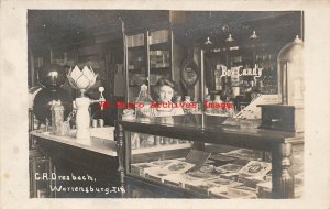 IL, Warrensburg, Illinois, RPPC, Charles A Dresbach Rexall Drug Store Interior