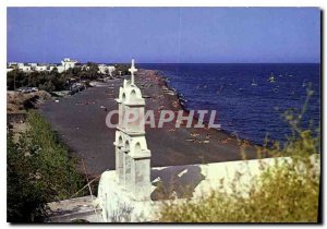 Postcard Modern Santorine Thera General view of the beach of Kamari