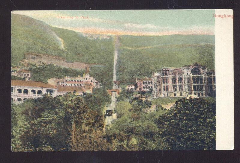 HONG KONG CHINA BIRDSEYE VIEW ANTIQUE VINTAGE CHINESE POSTCARD 1906