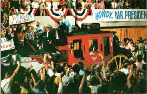 Ronald Reagan Pleasing Crowds in Billings Texas Postcard PC179
