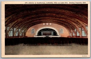 Lakeside Ohio on Lake Erie 1953 Postcard Interior of Auditorium