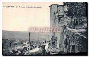 Old Postcard Aubenas Les Remparts and the valley of the Ardeche