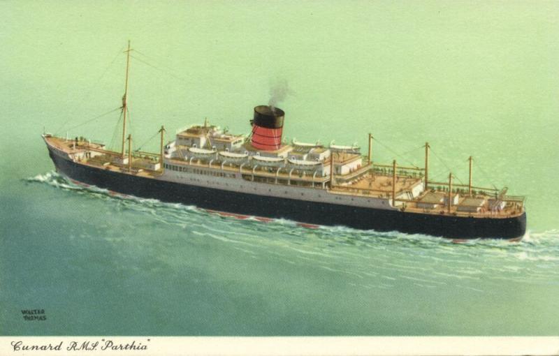 Cunard Line Steamer R.M.S. Royal Mail Steamer Parthia (1940s)