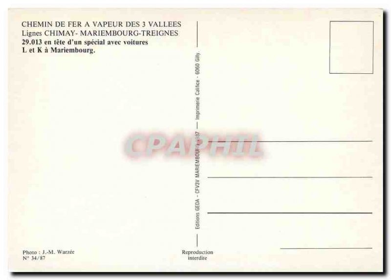 Postcard Modern Lines Chimay Mariemburg Treignes 29,013 in a special head wit...