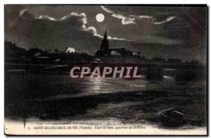 Postcard Old Saint Gilles cross vle Vendee moonlight neighborhood St Gilles