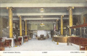 Chittenden Hotel Lobby Interior Columbus Ohio 1910c postcard