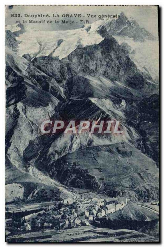 Old Postcard Dauphine La Grave Generale View And Le Massif de la Meije