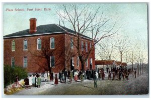 1910 Plaza School Exterior Building Fort Scott Kansas Vintage Antique Postcard