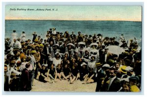 1914 Daily Bathing Scene, Asbury Park New Jersey NJ Antique Posted Postcard