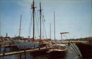 Falmouth Cape Cod Harbor Yacht Old Postcard